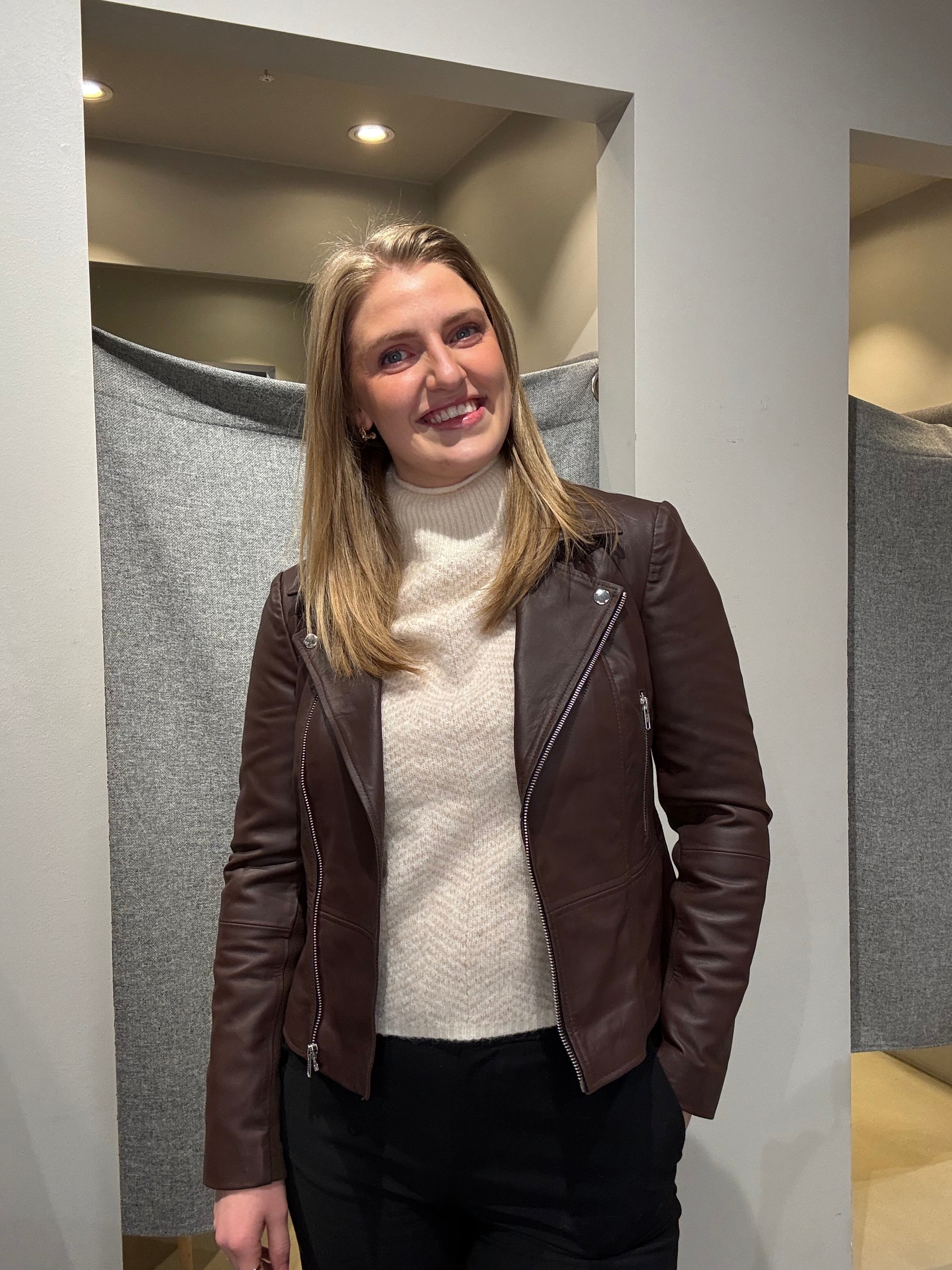YASSOPHIE leather Jacket - Chicory Coffee